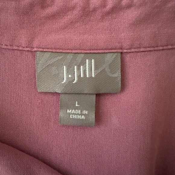 J Jill Shirt Womens Large 100% Silk Pink Lightweight Casual Button Up Sleeves - Picture 8 of 10